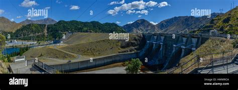 Panorama Of The Benmore Hydro Electricity Dam In The South Island New