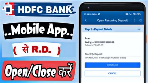 How To Open And Close Rd In Hdfc Mobile App Hdfc Rd Open And Close