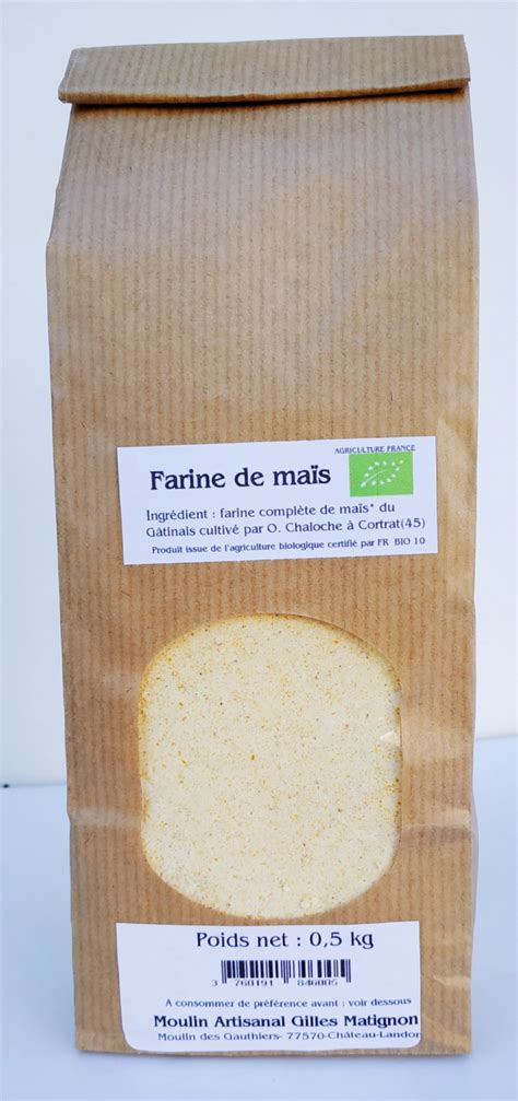 Farine complète de maïs bio par 500 gr 500 g Moulin Artisanal