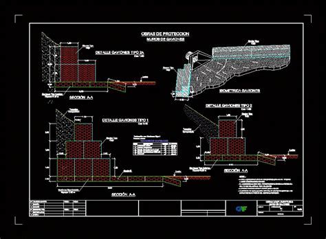 Muro De Gaviones En Autocad Librería Cad