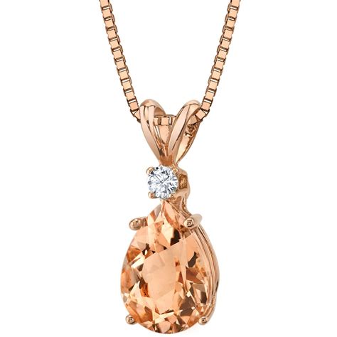 Peora 14K Rose Gold Pear Shape 1 50 Carats Morganite Diamond