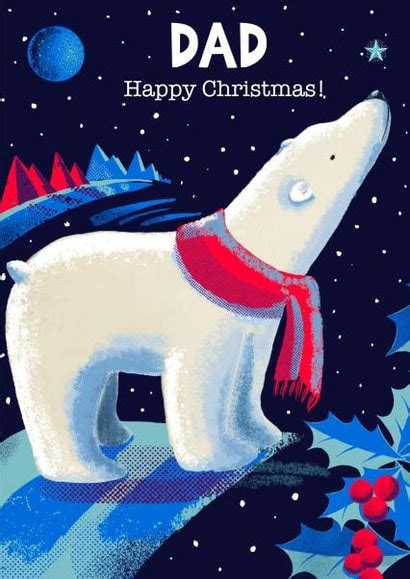 Cute Polar Bear Christmas Card For Dad Thortful