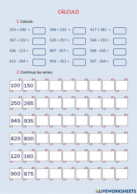 Ejercicio Interactivo De C Lculo Y Operaciones Para De Primaria