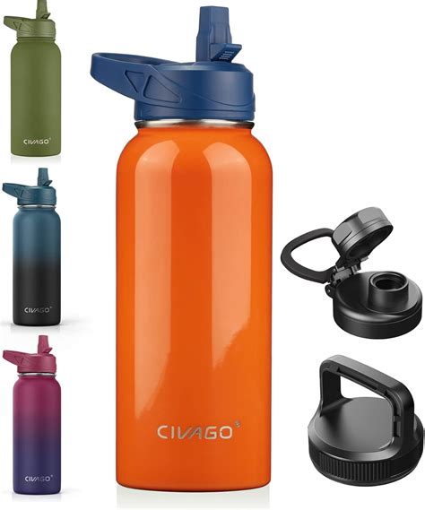 Amazon Civago Oz Insulated Water Bottle With Straw Stainless