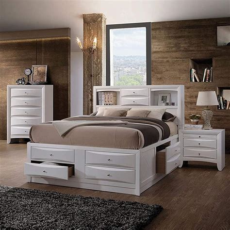 Habitrio Full Bed With Storage Solid Wood Full Size Bed Frame With