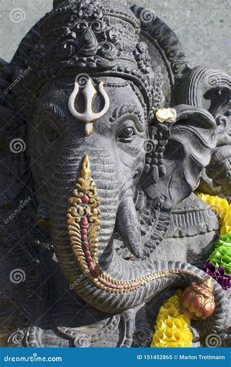 Black Ganesha Stone Statue Stock Image Image Of Head 151452865