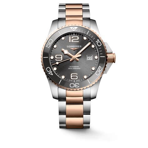 Longines Hydroconquest 43mm Rose Gold Grey Steel Mens Watch L37823787