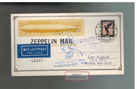 1930 Germany Graf Zeppelin Lz 127 Cover Usa Roessler Postcard