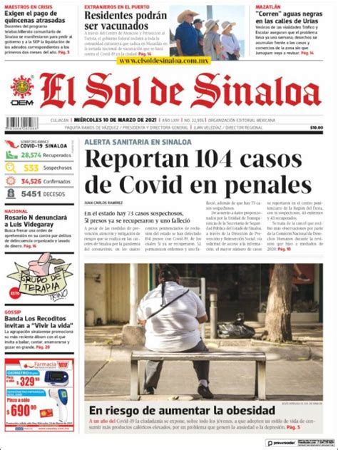 Periódico El Sol De Sinaloa México Periódicos De México Toda La