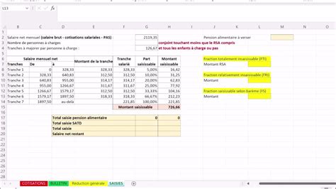 Créer un bulletin de paie sur Excel 7 la saisie arrêt YouTube