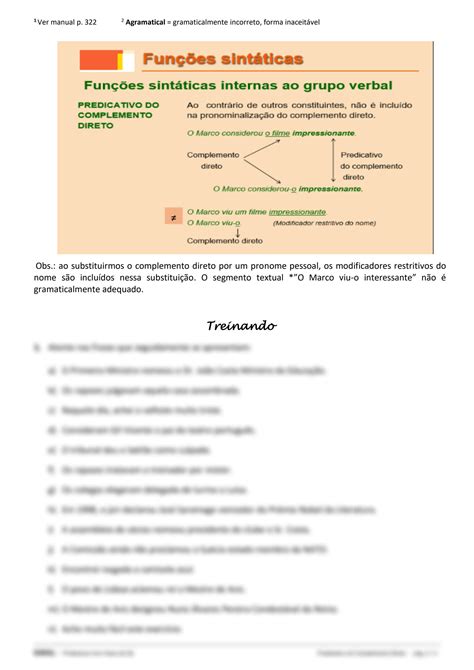 SOLUTION Predicativo Compl Direto Ficha Revis O Trabalho Studypool