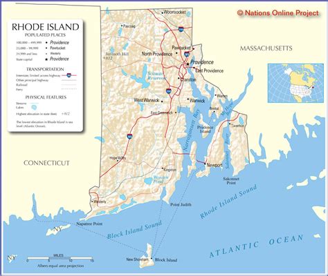 Map of Rhode Island, Rhode Island Maps - Mapsof.net | Island map, Rhode ...