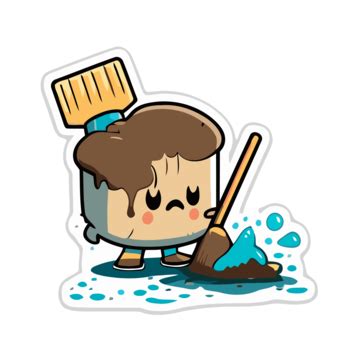 Clean Up Vector, Sticker Clipart Cartoon Cleaning Monster Cleaning With ...