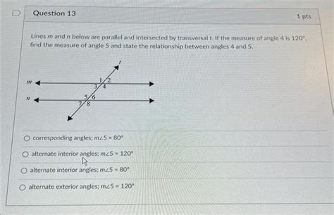 Lines M And N Below Are Parallel And Intersected By