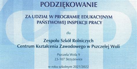 Podziękowanie za udział w projekcie Kultura bezpieczeństwa Pszczela