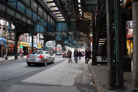 Under an Elevated Train in New York City Editorial Stock Image - Image ...