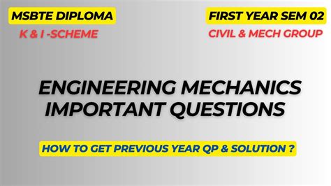 Diploma Engineering Mechanics Important Questions Msbte Diploma K