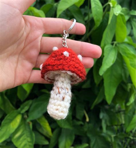 Crochet Mushroom Keychain Amanita Muscaria Fly Agaric Red White