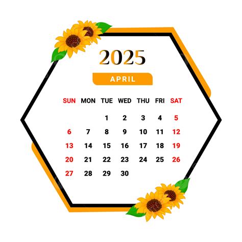 April Calendar With Unique Flower Frame Vector Monthly Calendar