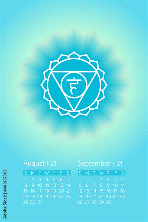 Yoga Calendar Vishuddha Symbol August And September 2021 English