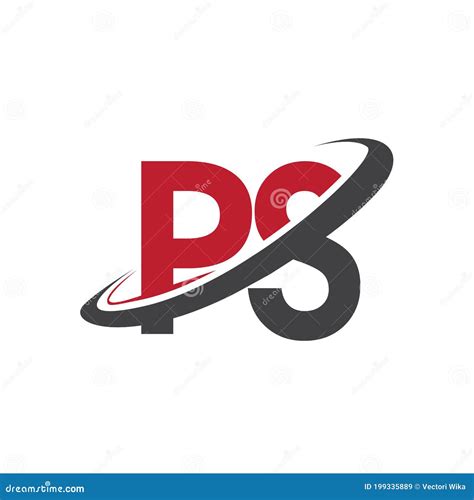 Ps Initial Logo Company Name Colored Red And Black Swoosh Design