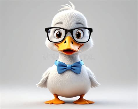 A Charming Cartoon Duck Character With Glasses And A Blue Bow Tie In A