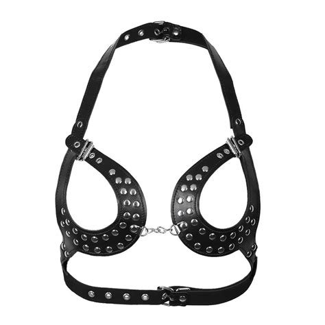 Harness Bra Open Cup For Womens Bondage Lingerie Gothic Chest Leather