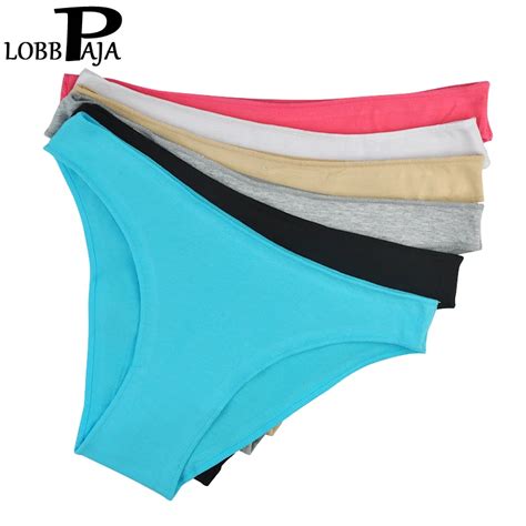 Lobbpaja Lot Pcs Women Underwear Cotton Sexy Bikini Panties Solid