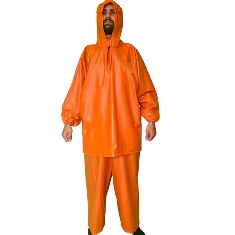 Conjunto Capa De Chuva Jardineira Laranja Casaco Impermeável