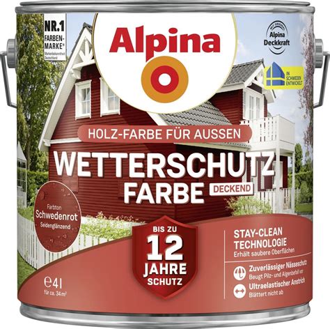 Alpina Farben Alpina Wetterschutzfarbe Deckend L Schwedenrot Test Top