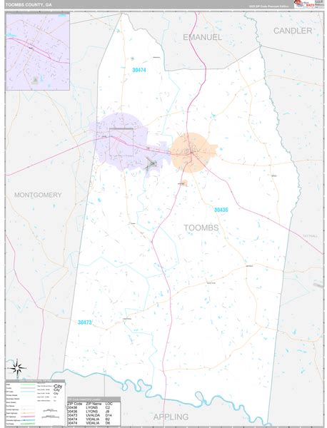 Toombs County Ga Wall Map Premium Style By Marketmaps Mapsales