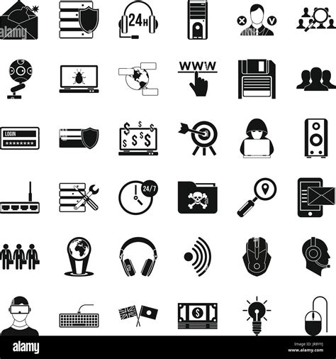 Cyber Crime Icons Set Simple Style Stock Vector Image And Art Alamy