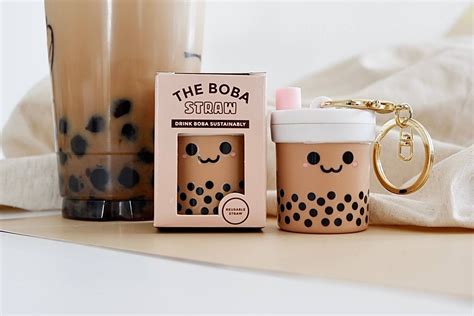 Boba Straw Keychain Boba Tribes Eco Beige