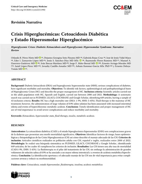 PDF Crisis Hiperglucémicas Cetoacidosis Diabética y Estado