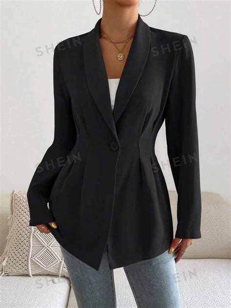 SHEIN Privé Shawl Collar Single Button Blazer SHEIN UK