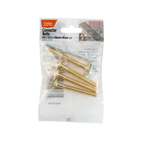 Taskmaster M6 X 50mm Electro Brass Connector Bolts 4 Pack Bunnings Australia