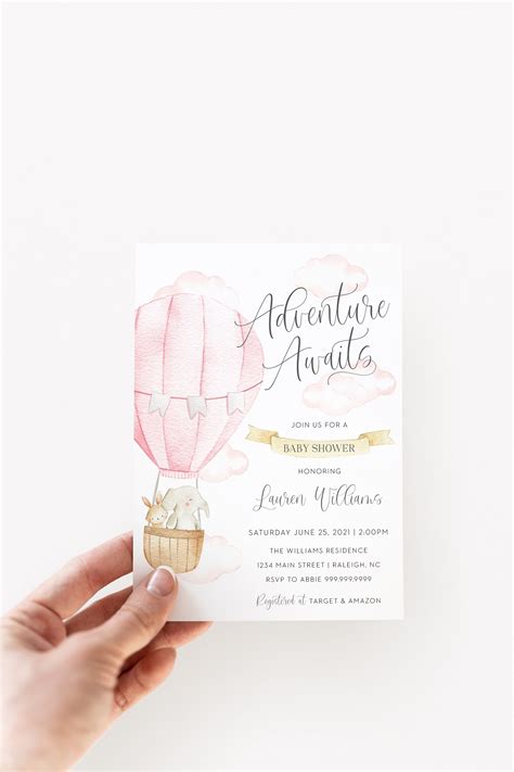 Hot Air Balloon Baby Shower Invitation Hot Air Balloon Shower Theme