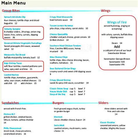 High Velocity-Atlanta Marriott Marquis Menu - Urbanspoon/Zomato