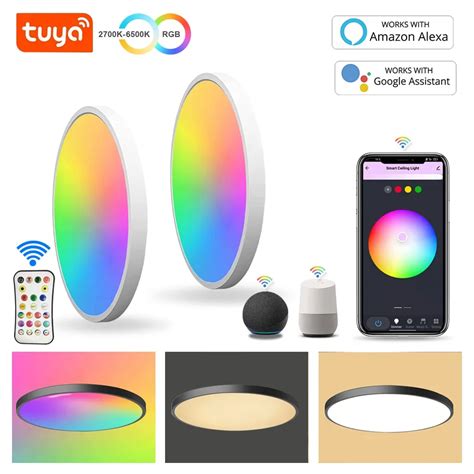 Tuya Wifi Smart Led Ceiling Light W W Dimmable Rgb Ww Cw W Ceiling