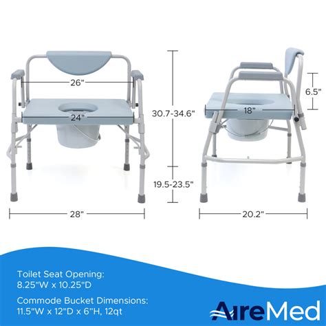 Airemed Bariatric Drop Arm Commode In Extra Wide Bedside Commode