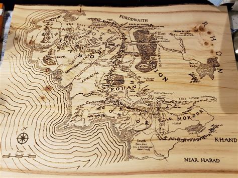 Middle Earth Map I Finished Wood Burning Rlotr