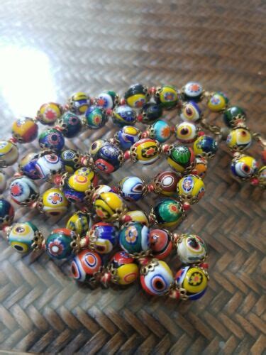 Vintage Venetian Murano Millefiori Glass Beads Gem