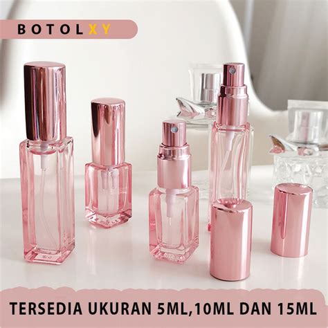 Jual Botol Parfum Spray Kaca Tebal PINK TRANSPARAN Tester Mini