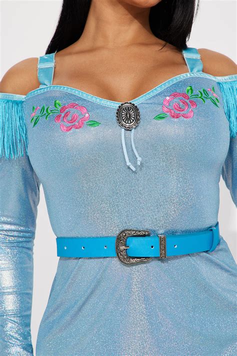 Rhinestone Cowgirl 3 Piece Costume Set Blue Fashion Nova Costumes