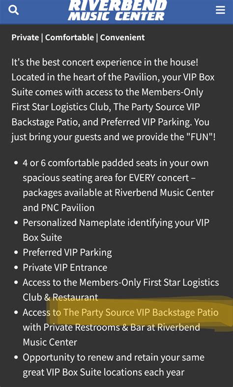 Riverbend Music Center Box Suites / VIP Backstage Patio : r/cincinnati