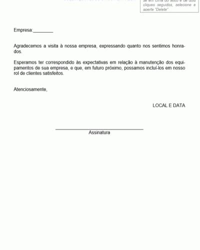 Refer Ncia De Carta De Agradecimento Por Visita Feita A Empresa