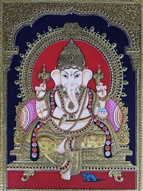 lord ganesha tanjore painting indian heritage art