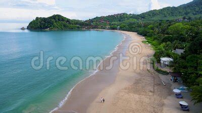 Drone Aerial View Beach With Beach Chairs Umbrella At The Tropical