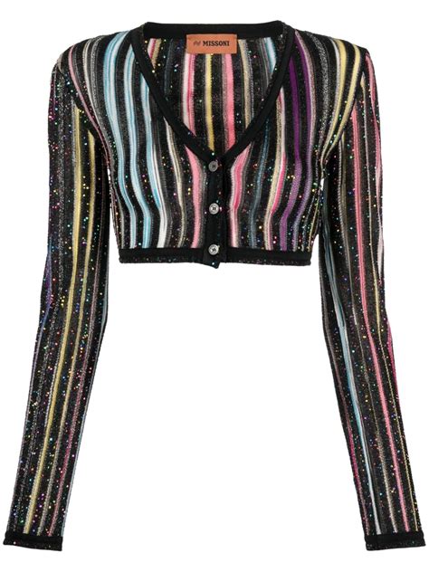 Missoni Sequin Embellished Striped Cropped Cardigan Farfetch