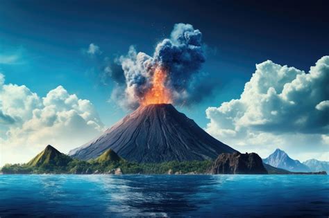 Premium AI Image Eruption Of Volcanic Krakatoa